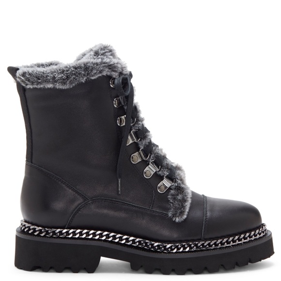 New Vince Camuto Chain Fur Lace Up 